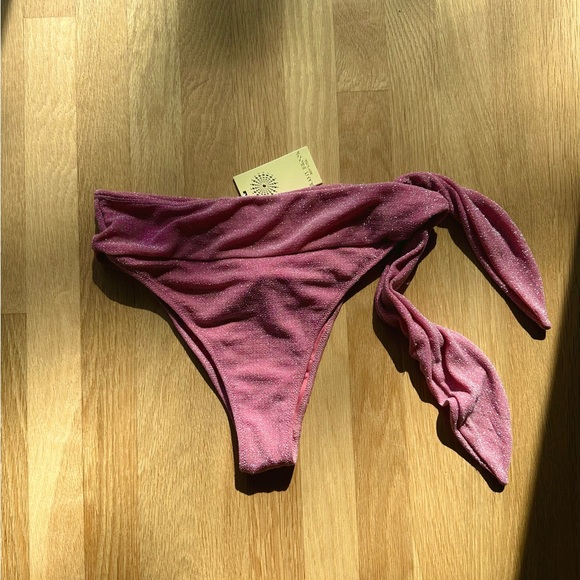 NWT Remy Brook Pink Glitter Side Tie Bikini Bottom - Picture 2 of 7